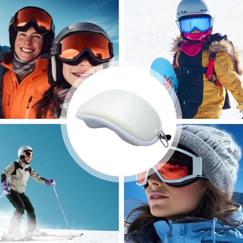 Generic Black Ski Goggle Case - Rainproof Zipper Bag, Compact & Lightweight Travel Carrying PU Case For Ski Accessories — view 4