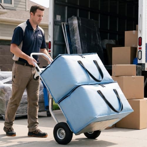 Dntorx 2 Pack 90L Moving Bags,Waterproof Moving Boxes with Zips,Light Blue — view 3