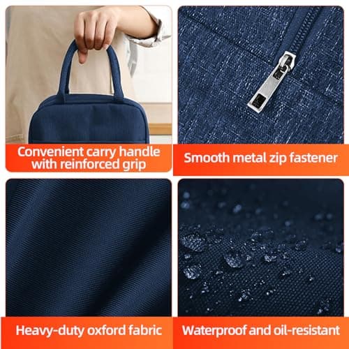 MeiLang Small Insulated Lunch Bag | Leakproof Thermal Cool Bag Reusable Lunch Tote Bag for Work School Picnic Travel Navy Blue — view 4