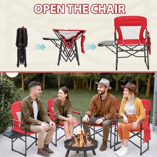 Bonnlo Camping Chairs for Adults Heavy Duty, Folding Directors Chair (2pc) — view 6