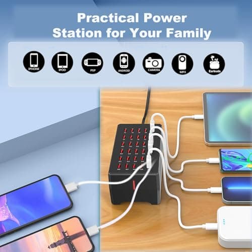 Balabaxer USB Charger Station,30-Port 150W/30A Multiple USB Charging Station,Multi Ports Charger Charging for Smartphones，Tablets and Other Devices. — view 6