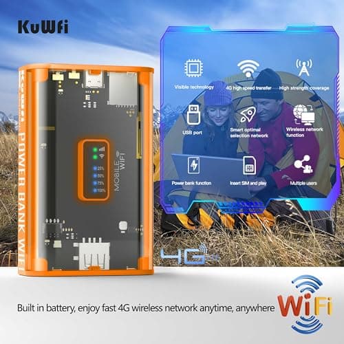 KuWFi 4G LTE Portable WiFi Router, Travel Hotspot with 5200mAh Power Bank — view 6