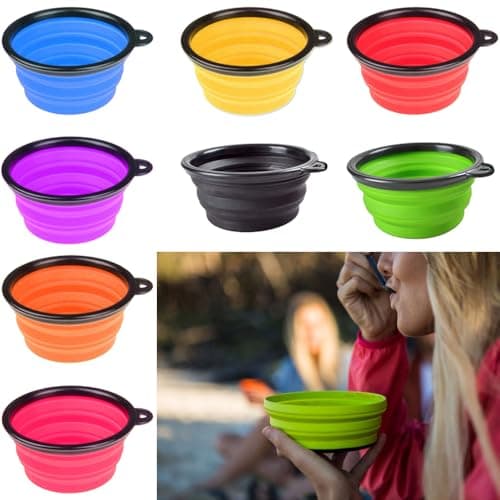 Camping Bowl Collapsible Dish Foldable Travel Portable Pop Up Silicone Hiking Walking Outdoor (Red) — view 3
