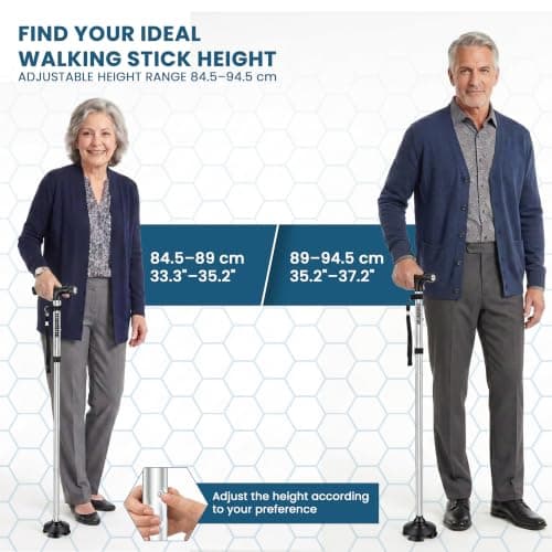 MEDITAL Walking Stick with LED Light - Self-Standing Folding Walking Cane. — view 6