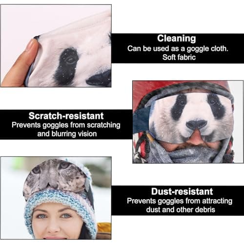 Sinbana 4pcs Ski Snowboard Goggle Cover Sleeve, 4 Wild Animal Styles Ski Goggle Covers to Protect Lens from Scratch and Dust Travel Storage Accessories for Adults Kids — view 5