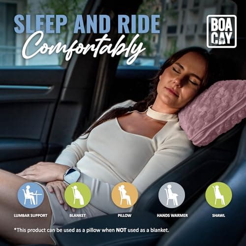 BOACAY Packable Travel Blanket for Aeroplane, Car - Compact Office Blanket - Portable Pillow for Adults, Children with Case, Luggage Sleeve, Backpack Clip — view 6