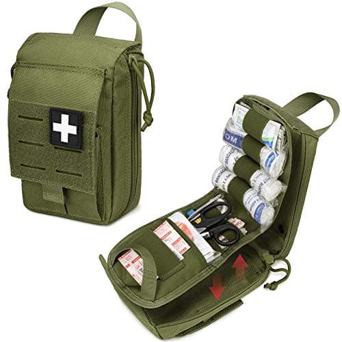 WYNEX Tactical Rip Away First Aid Pouch, Laser-Cut Design Molle EMT Bag Survival IFAK Pouches Blow Out Emergency Medical Organizer Include Red Cross Patch
