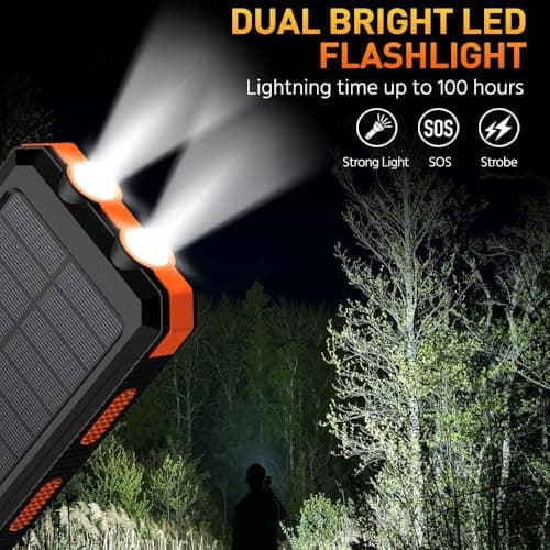 BEOSIOR Solar Power Bank 20000mAh, Portable Solar Mobile Phone Charger, USB C Fast Charging Outdoor Camping with Flashlight for Smartphones Tablets and More — view 6