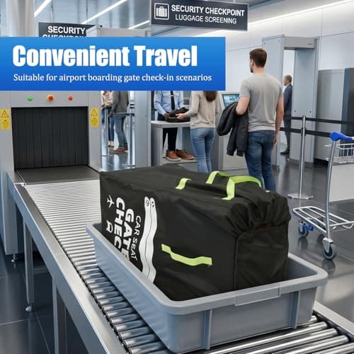 CBWERBB Car Seat Travel Bag for Airplane,Portable Premium Car Seat Cover with Shoulder Strap,Large Gate Check Bag Tear and Water Resistant Fits All Baby Infant Carriers & Booster & Convertible — view 6