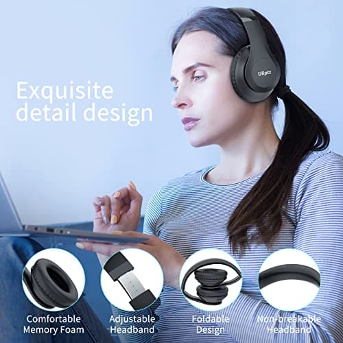Uliptz Wireless Headphones Over Ear, 65 Hrs Playtime Bluetooth Headphones — view 4