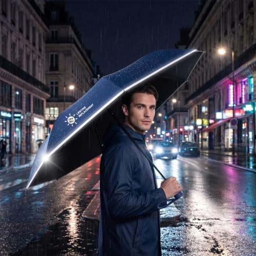 ZEPHAGUARD 10-Rib Compact Reverse Auto Open/Close Umbrella, High Windproof, Sturdy Fiberglass Frame & Durable Premium Handle, Ideal for Car & Backpack Use(Navy blue) — view 6