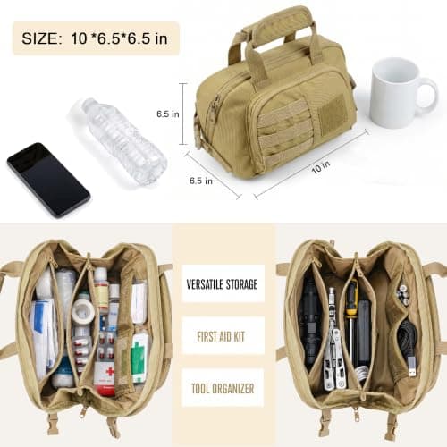 SMONT Tactical Toiletry Bag for Men Travel, 9.6" Shaving Hygiene Bag Brown — view 4