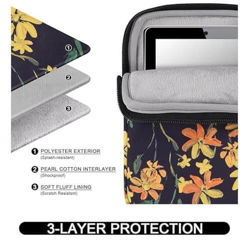 6-7 Inch Waterproof K-le-Sleeve Protective Pouch Black Orchid Pattern — view 4