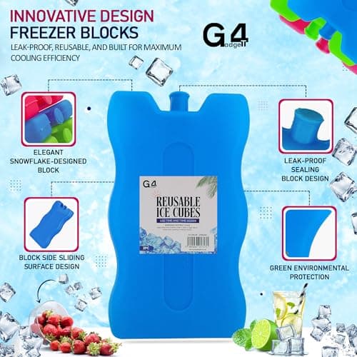 G4GADGET 16cm Freezer Blocks – Pack of 4 – Long-Lasting Reusable Ice Packs for Coolers, Picnic Bags, Travel & Outdoor Adventures – Ideal for Beach & Hiking Trips — view 3