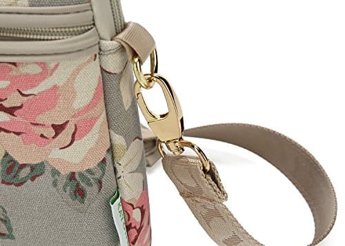 kayond Gray Rose Patten Canvas Laptop Shoulder Messenger Bag Case Sleeve for 14 Inch Laptop and Macbook Pro A1707 (14-14.1 inch, Gray Rose) — view 6