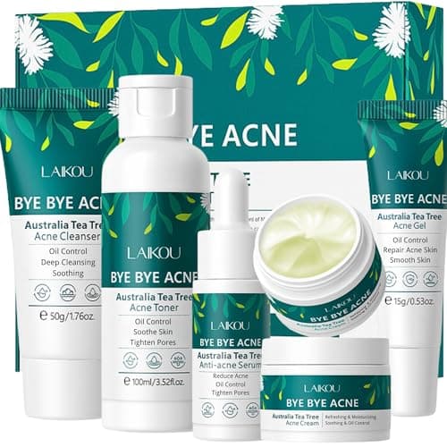 Tea Tree Skin Care Set for Teens - Daily Facial Skincare Kit with Cleanser Toner Serum Cream & Gel, Oil Control, Visible Pore Care & Hydrating Routine, Self Care Gifts for Teen Girls Boys Women Men