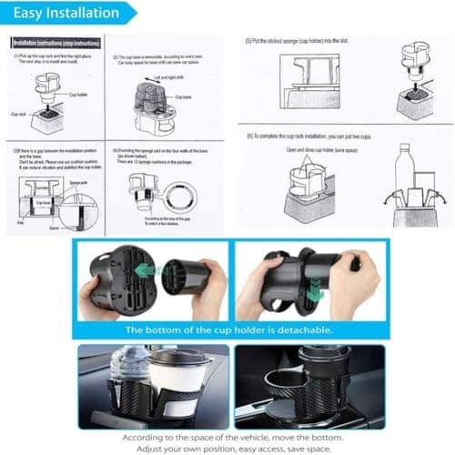 2 in 1 Car Cup Holder Expander with Adjustable Base 64-95mm, Vehicle Drink — view 4