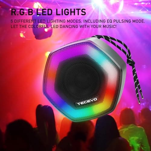 TECEVO HEX Bluetooth Wireless Speaker With LED Light, With Enhanced Bass, Portable & Rechargeable, TWS, 6 Hours Playing Time, USB-C Charging Cable — view 6