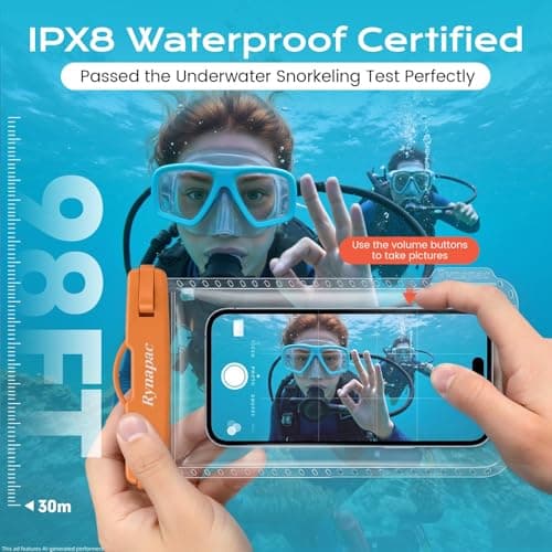 Rynapac [Up to 8.5" Waterproof Phone Pouch, 2 Pack IPX8 Cellphone Dry Bag — view 2