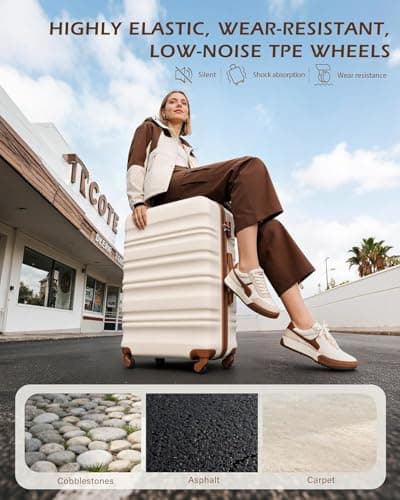 COOLIFE 3 Piece Hardshell Luggage Set, Suitcase Set with Smooth 4 Wheels — view 5