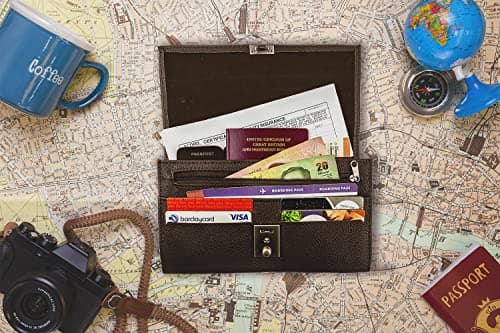 Woodland Leathers Passport Holder, Faux Leather Passport Holder Travel Wallet, Travel Document Wallet Organiser with RFID Credit Card Slot and Key Lock (Burgundy) — view 4