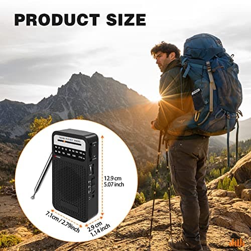 Portable FM AM Radio for Seniors-Easy to Use Battery Operated Pocket Radio — view 6