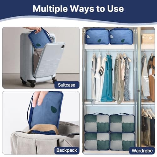 Extra Large Packing Cubes 6 PCS, 50x40x15CM Same Size Suitcase Organiser Bags, Mesh Packing Cubes for Suitcases Extra Large Set Only (Navy, 6 x XL) — view 3