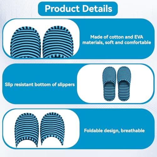 equlup Foldable Indoor Slippers, Portable Soft Cotton Shoes with a Storage Bag Anti Slip Reusable Bedroom Indoor Slippers for Home Hotel Spa Salon Travel (Men) — view 6
