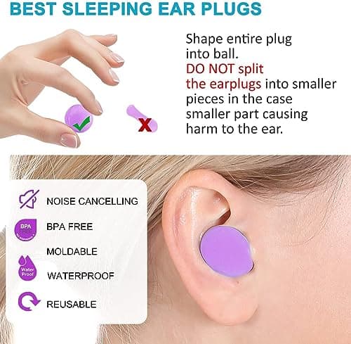 Becheln Reusable Silicone Ear Plugs, Waterproof Noise Cancelling EarPlugs for Sleeping, Mowing, Swimming, Airplanes, Concerts — view 4