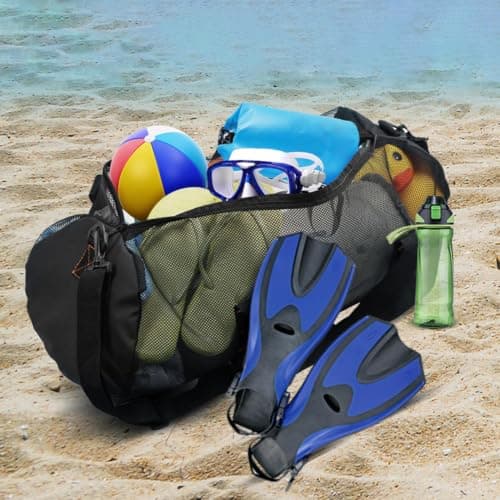 Mesh Dive Bag, Large Mesh Duffle Bag for Dive or Snorkel Equipment, Mesh Gym Bag Mesh Duffle Bag Snorkel Bag, Diving Snorkel Gear Bags, Perfect for Travel Swim Gym — view 3