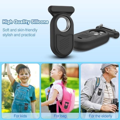 Protective Case for Galaxy SmartTag2 with Hidden Safety Pin: AIYAAIYA Non-Slip Silicone Case Compatible with Samsung Smart Tag 2 Brooch Clip for Children Pet Backpack Luggage (Black) — view 6