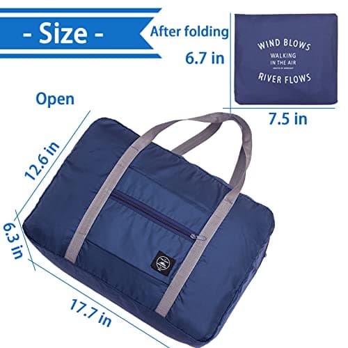 INVODA 5pcs Foldable Travel Duffel Bags Set - Waterproof Nylon, Blue, Pink, Green, Black, Red - 17.7 x 6.3 x 12.6 inches (Expanded), 7.5 x 6.7 inches (Folded) — view 2