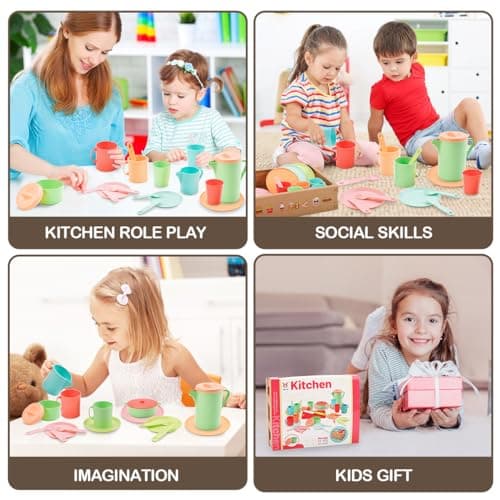 RUIDYA Play Kitchen Accessories, Pretend Play Kids Kitchen Toys for Boys Girls 3+ Year Old, Afternoon Tea Party Set for Toddlers, Christmas New Year Toy Gifts for Children — view 2
