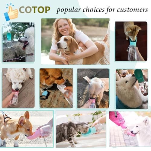 COTOP Dog Water Bottle, Portable Dog Drinking Bottle, White, 350ml — view 6