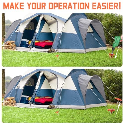 12 Pack Heavy Duty Metal Tent Pegs, 7.8in chRotating Rock Pegs with Thread, Ground Anchors for Camping, Includes Drill Adapter & Nail Puller, Durable Steel Stakes for Garden, Canopies,Lawns -Orange — view 4