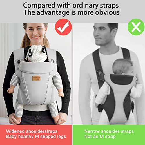 vrbabies Baby Carrier from Newborn, Ice Silk Baby Sling with Adjustable Belt & 3D Breathable Mesh, Face-in and Face-Out Front and Back Carry for Newborns and Older Babies 4-15kg(Light Grey with Belt) — view 6
