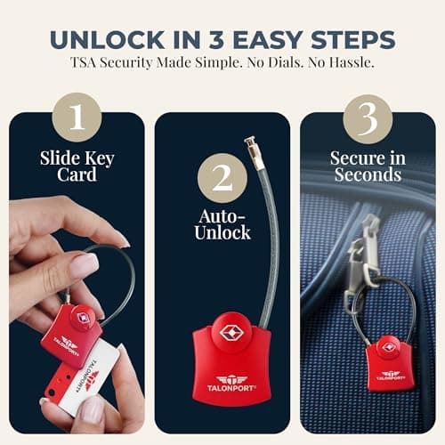 Talonport Keyless TSA Approved Suitcase Luggage Locks, Red — view 6