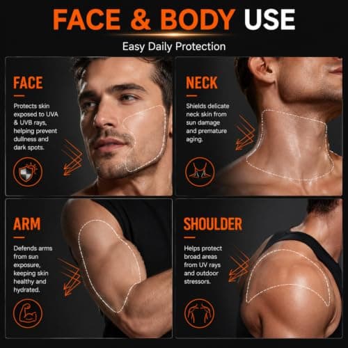 Sunscreen for Men SPF 90+ PA++++, Sun Cream with UV Protection, Waterproof & Sweat Resistant, No White Cast, Daily SPF Moisturiser for Men, Non-Greasy for Outdoor Sports, Travel, Beach, Gym, 50g — view 3