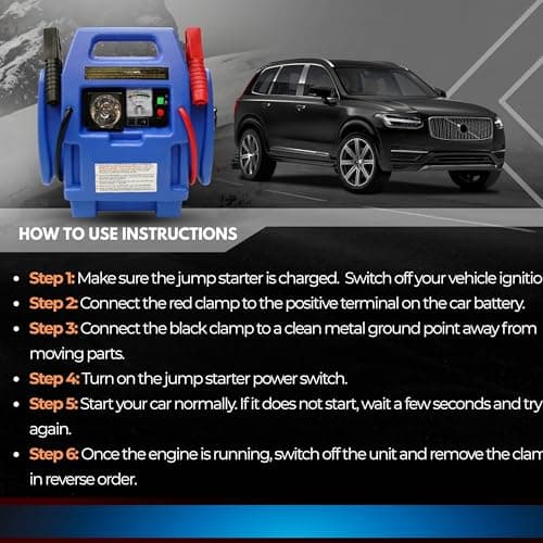 ACPP9 900A Portable Power Pack Jump Starter with 300 PSI Air Compressor, 12V Power Station, LED Work Light, Battery and Alternator Tester and 4TRESS Non Slip Dash Mat — view 4