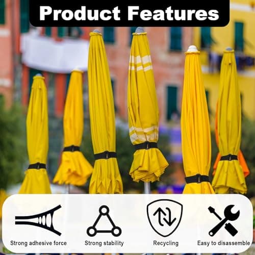 2 Pcs Adjustable Elastic Cinch Straps Securing Straps for Parasol with Hook and Loop Heavy Duty Windproof Tie Downs with Quick-Release Buckles for Garden Umbrellas Camping Gear Yoga Mats Outdoor — view 3