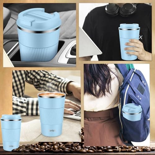 KETIEE Travel Mug Insulated Coffee Cup 380ml with Leakproof Lid, Reusable Stainless Steel Mug, Double Walled Coffee Travel Mug, Coffee Mug for Hot Cold Drinks Sky Blue — view 6