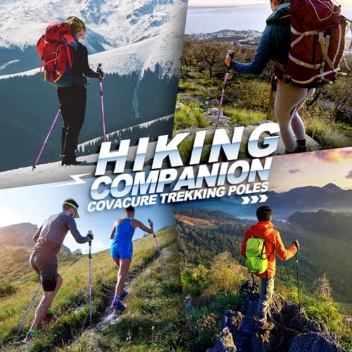 covacure Hiking Poles, 7075 Aluminum Tri-fold, Adjustable Height, 2PCS — view 6