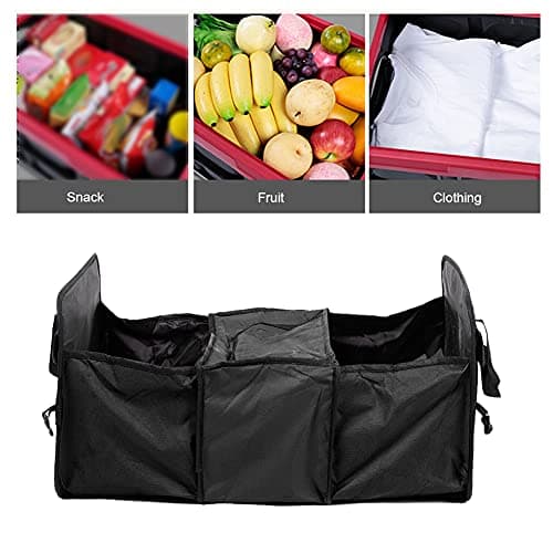 HLKSOUREZ Multifunction Folding Car Insulated Cooler Storage Bag Organizer, Trunk Storage Box with High - Quality Polyester Material, Large Capacity Car Trunk Organizer Container for Travel (Black) — view 3