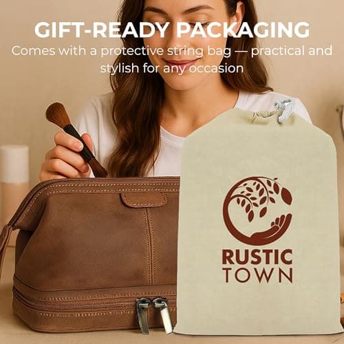 Leather Wash Bag for Men - Full Grain Travel Toiletry Bag Shaving Dopp Kit — view 6
