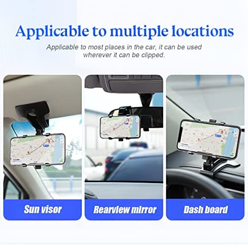 CGEAMDY Universal Phone Mount, 1400° Rotatable Auto Dashboard Mobile Phone Holder, Multifunctional Adjustable Anti-Slip Car Clip Holder for Smartphones — view 4