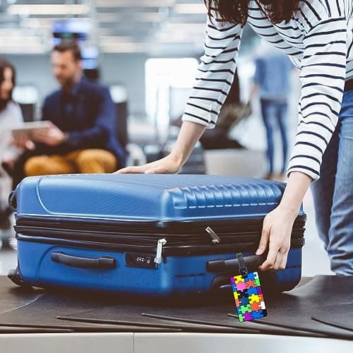 EQLEF Set of 4 Lovely Secure Luggage Tags PVC Suitcase Labels Travel Luggage Tags for Suitcase Colorful Business Card Holder/Travel ID Bag Tag — view 4