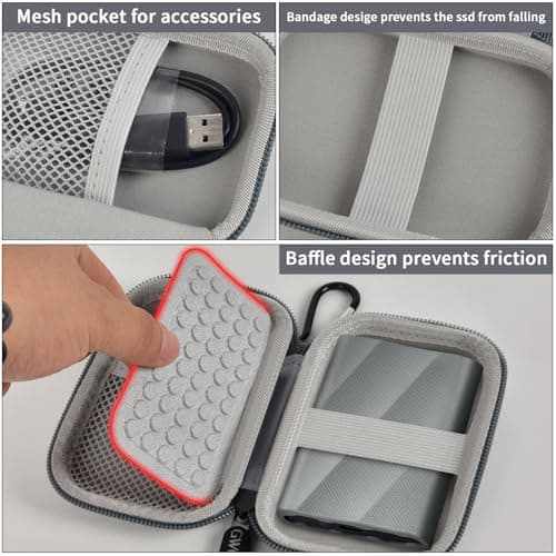 GWCASE for Samsung T9/T7/T7 Shield SSD Case, Anti-Shock, Grey — view 5