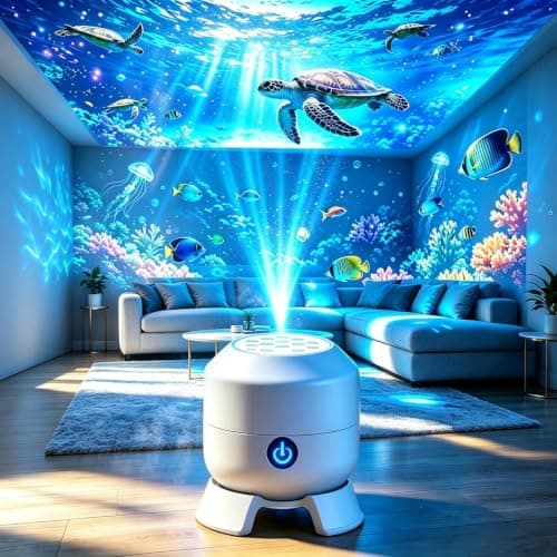 Kdely Dynamic Rotating LED Projector Light,USB Rechargeable 3D Wave Light Effect(Ocean)