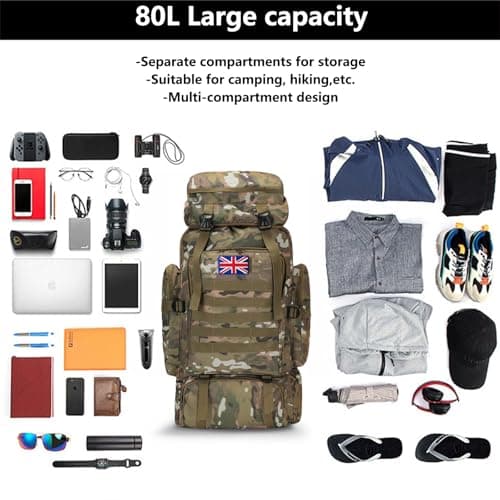 Lesbyit 80L Waterproof Hiking Backpack Lightweight Tactical Rucksack — view 5