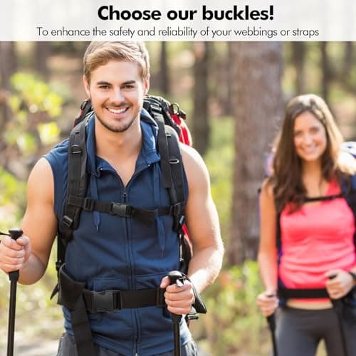 Lunhoo Plastic Buckle Clips, Side Release Buckles & Tri-Glide Sliders, 25mm/1" Belt Clip, Webbing Buckle for Rucksack, Outdoor Backpack, Hat, Luggage Fastening, Pet Harness/Lead, 6 Sets — view 6
